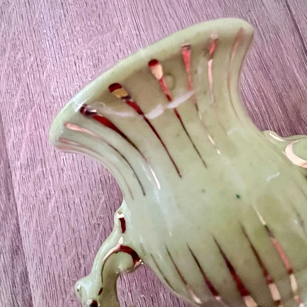 Antique c1910 RW Rudolstadt Germany Porcelain Bisque Floral‎ 2 Handle Vase Fixed